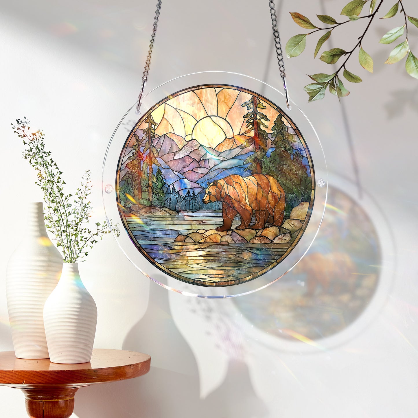 Acrylic Jigsaw Puzzle Suncatcher - Majestic Mountain Grizzly