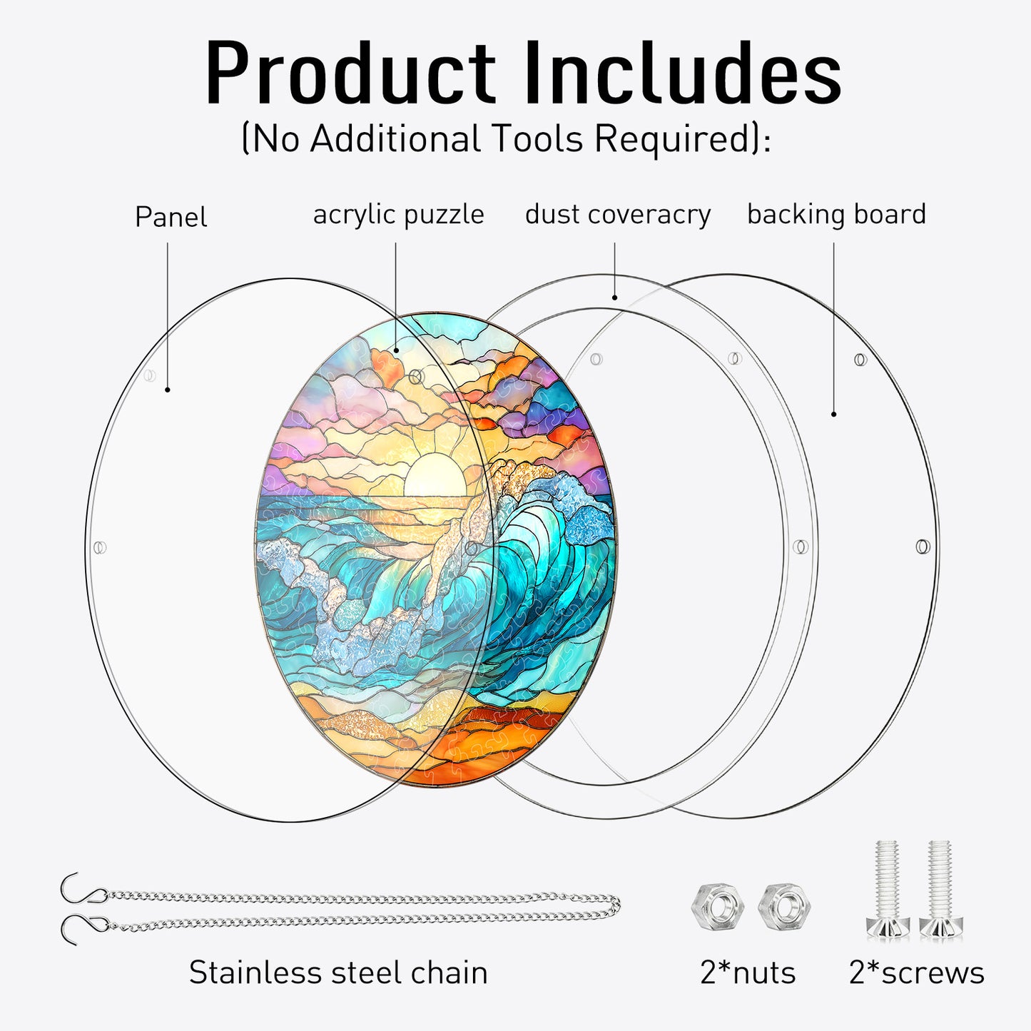 Acrylic Jigsaw Puzzle Suncatcher – Golden Tide Sunrise