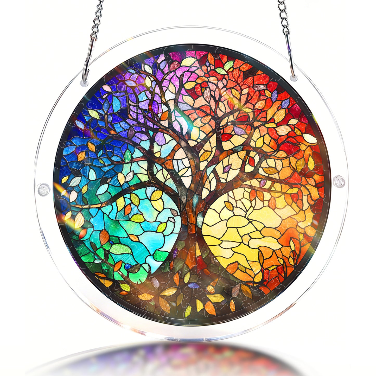 Acrylic Jigsaw Puzzle Suncatcher - Four Seasons Tree of Life